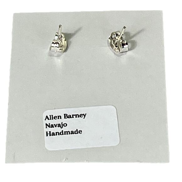 New Navajo Allen Barney Sterling Silver Pink Opal Feather Earrings Native SW - Picture 5 of 14